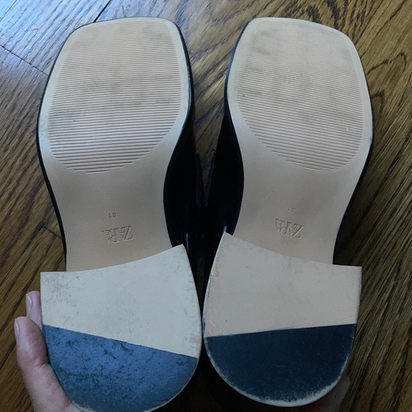 Zara patent Black Block Heel Loafers size 11/41 EUC - Picture 9 of 10